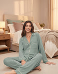 Gisele Long PJ Set in Eucalyptus/Ivory