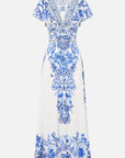 Waisted Midi Dress in Ceramic Panoramic