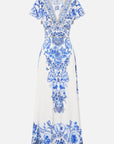 Waisted Midi Dress in Ceramic Panoramic