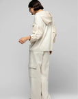 Hooded Jacket in Wool/Cashmere with Leather Inserts