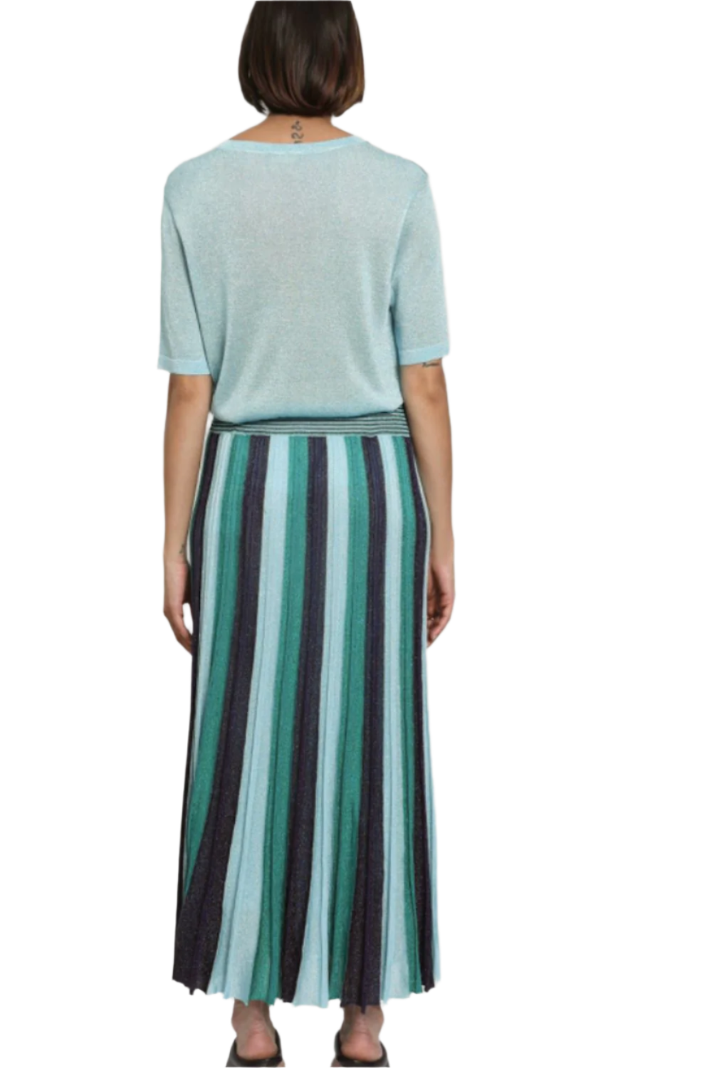 Pleated Maxi Skirt in Lagoon Blue