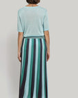 Pleated Maxi Skirt in Lagoon Blue