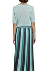 Pleated Maxi Skirt in Lagoon Blue
