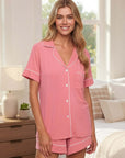 Gisele Relaxed Short PJ Set in Sunkissed Coral/Ivory