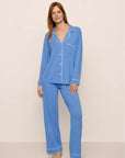 Gisele Long PJ Set in Cornflower Blue/White