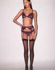 Lily Embroidery Demi Bra in Aubergine