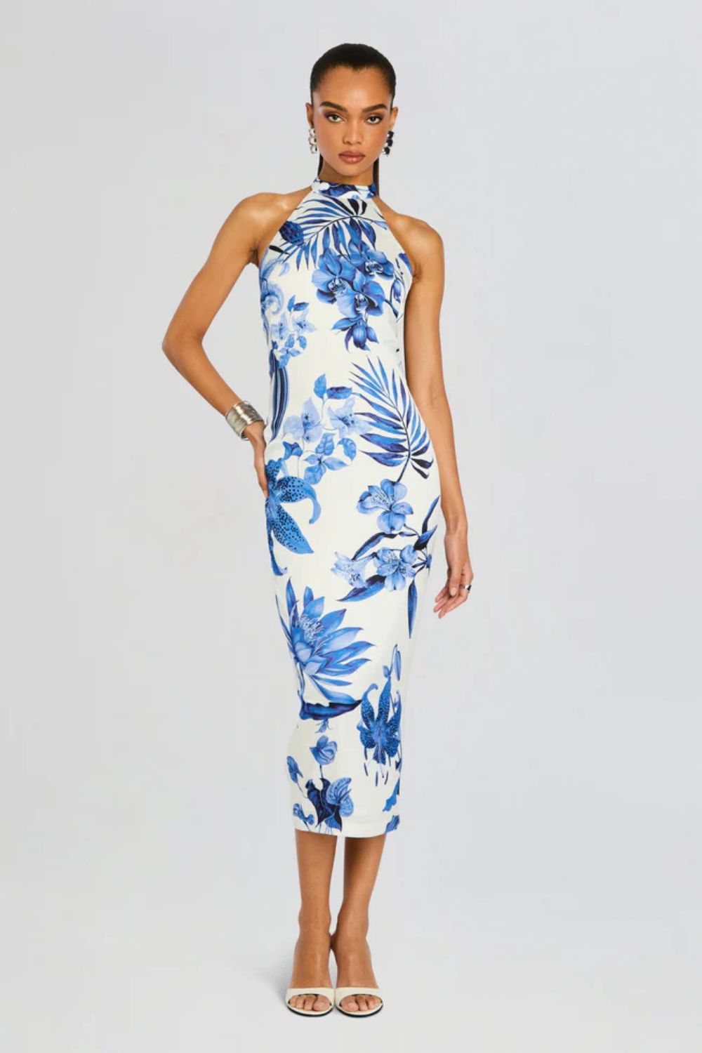 Gabi Dress in White and Blue