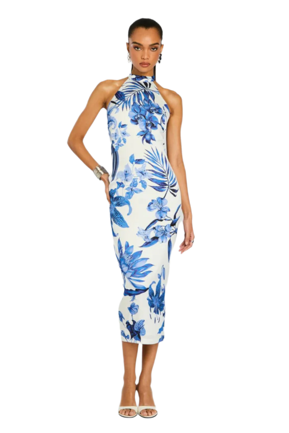 Gabi Dress in White and Blue