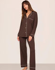 Gisele Long PJ Set in Chocolate/Ivory