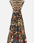 Cap Sleeve Twist Front Dress in Leotigra