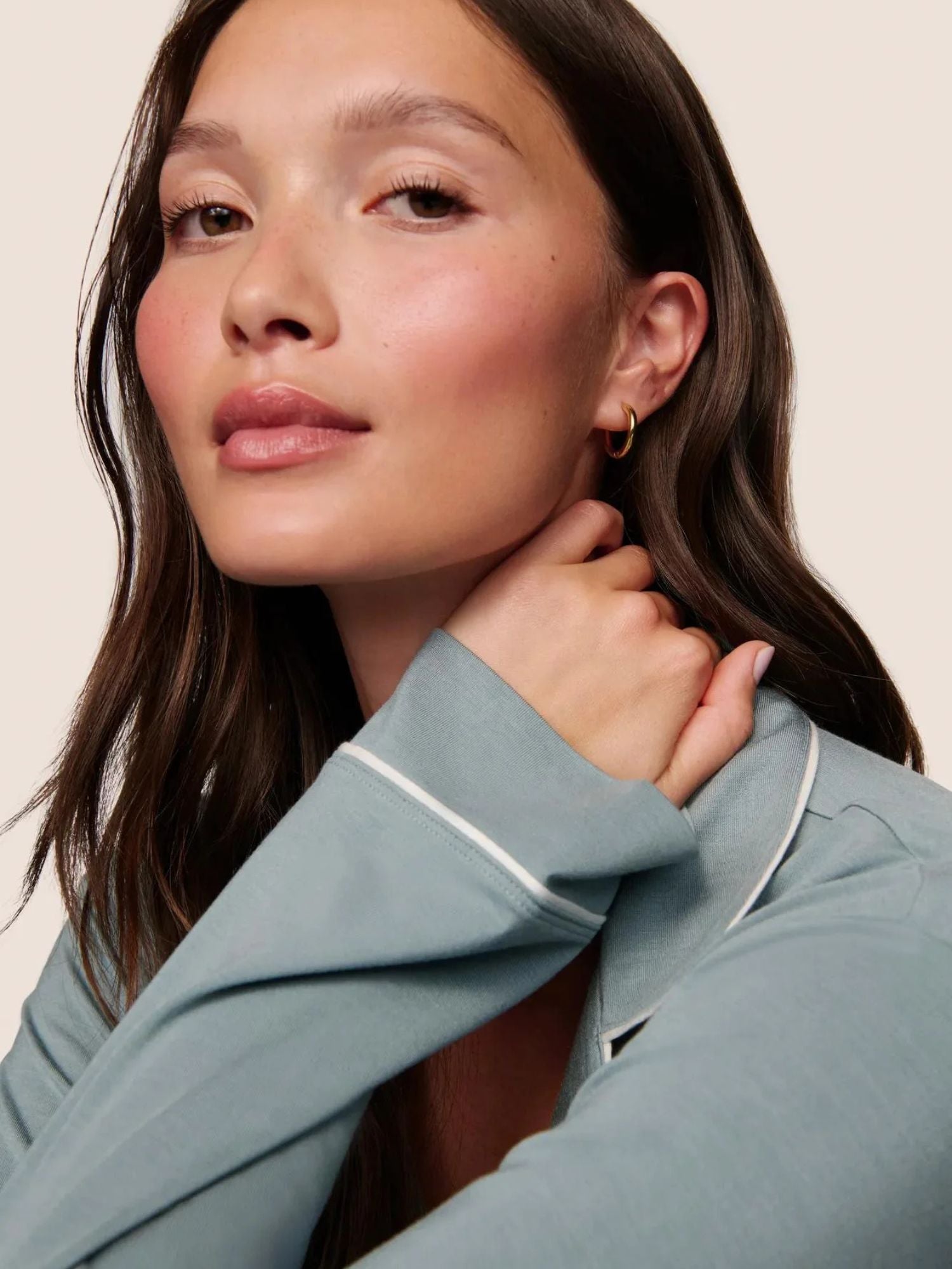 Gisele Long PJ Set in Lead/Ivory