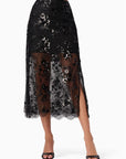 Aylin Sequin Lace Skirt in Black