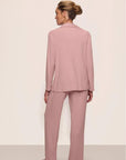Gisele Ribbed Long PJ Set in Pale Mauve