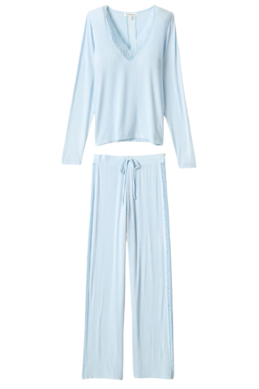 Long Sleeve Lacey PJ Set in Blue Haze