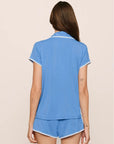 Frida Shortie PJ Set in Cornflower Blue/White