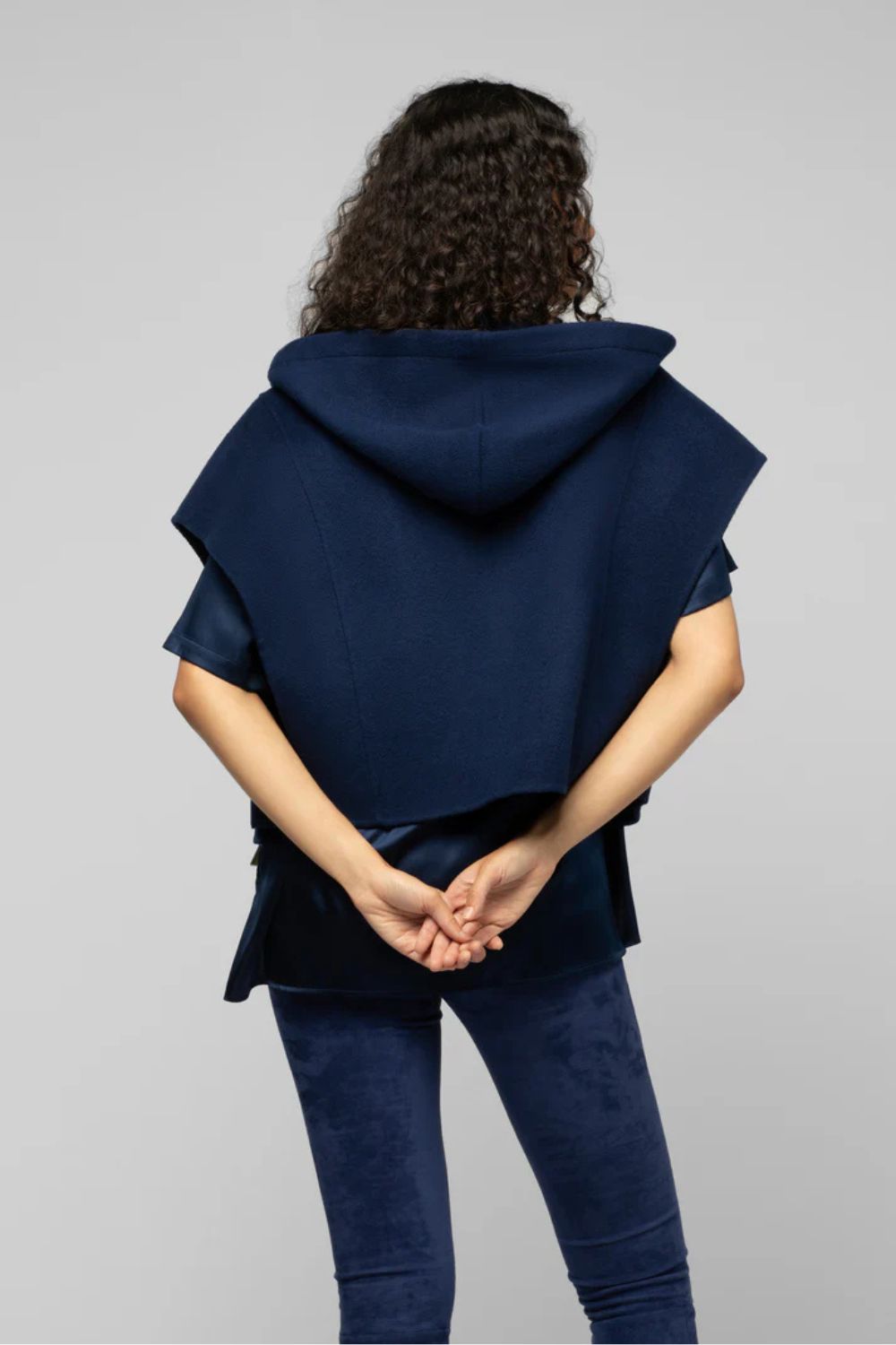 Navy Cropped Jacket with Hood