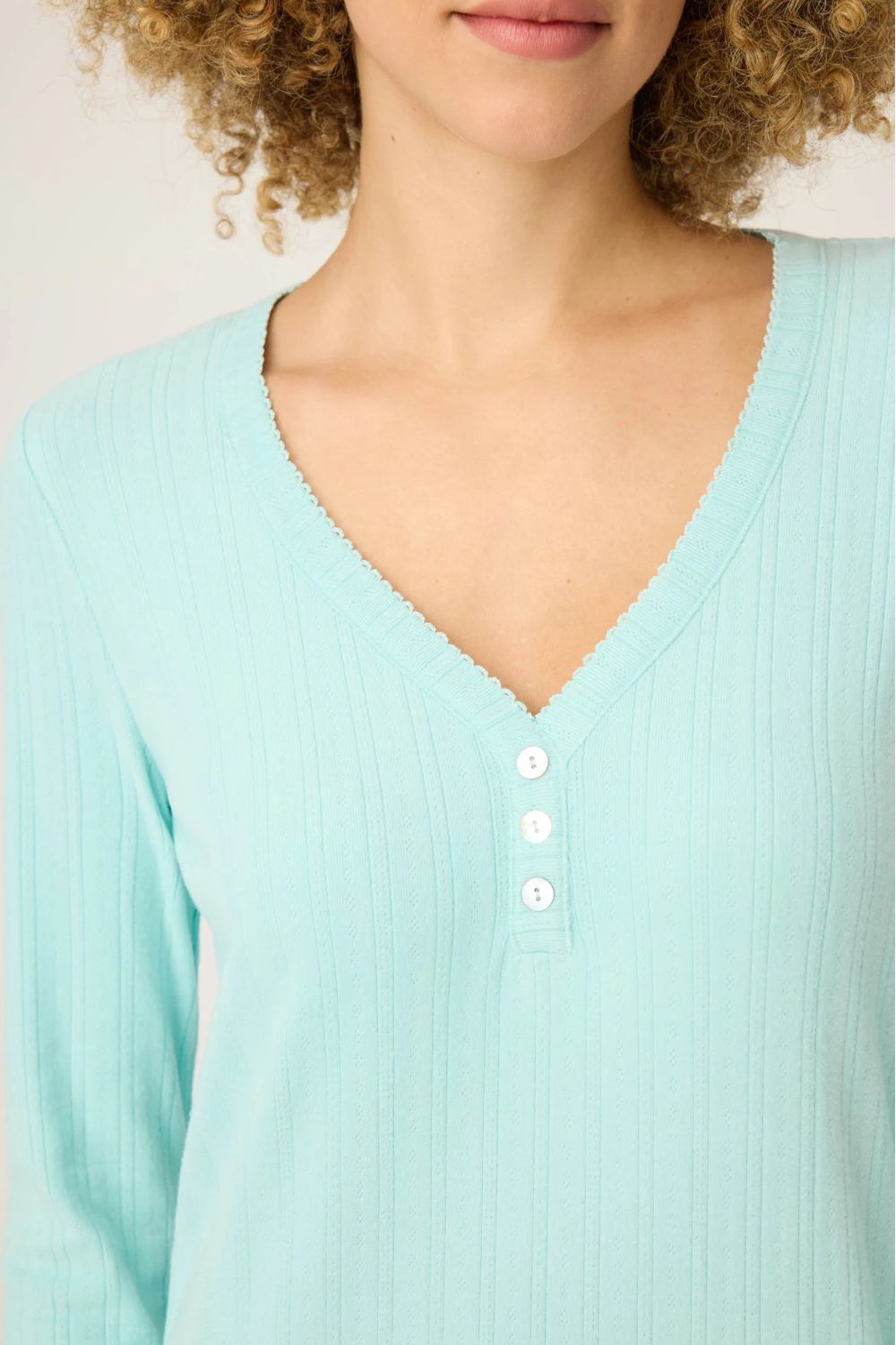 Pointelle Night Shirt in Light Mint
