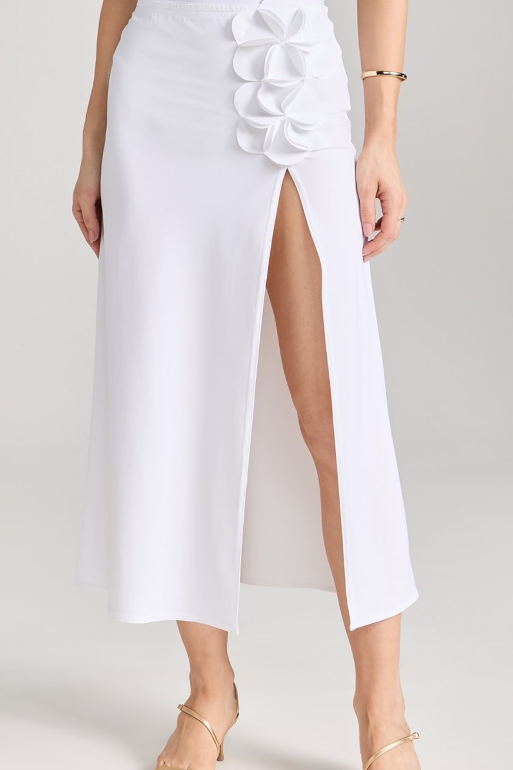 Tess Long Straight Skirt in White