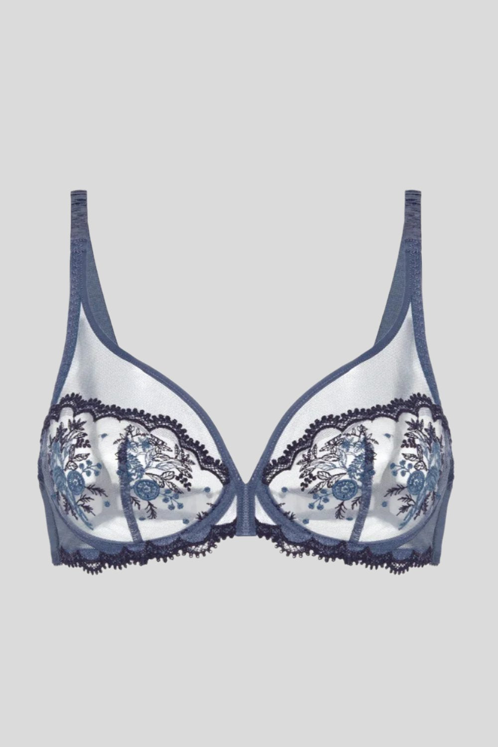 Intrigue Plunging Underwire in Cinder Blue