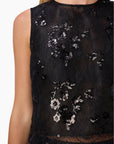 Aracely Sequin Lace Top in Black