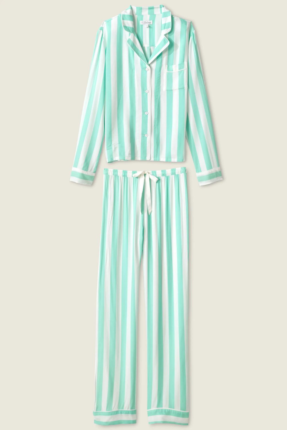 Farmer Stripe Long PJ Set in Ivory