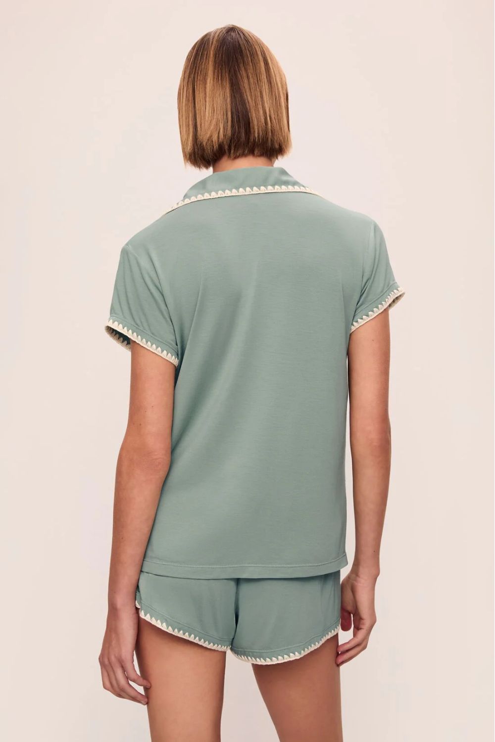 Frida Shortie PJ Set in Eucalyptus/Ivory
