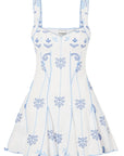 Short Arissa Dress in White & Blue