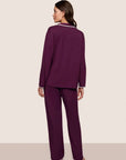 Frida Long PJ Set in Plum/Ivory