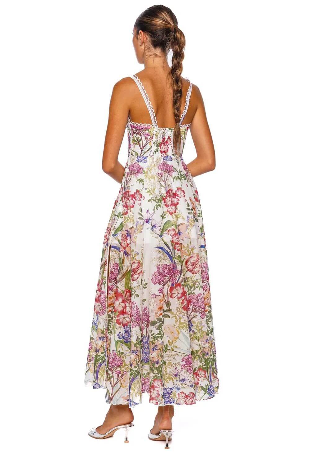 Iraso Long Dress in White Botanic