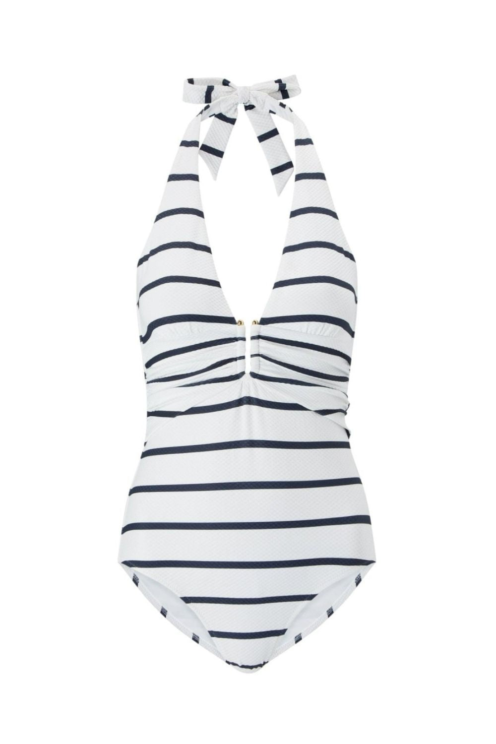 Nautical Stripe U Bar Halterneck One-Piece Swimsuit