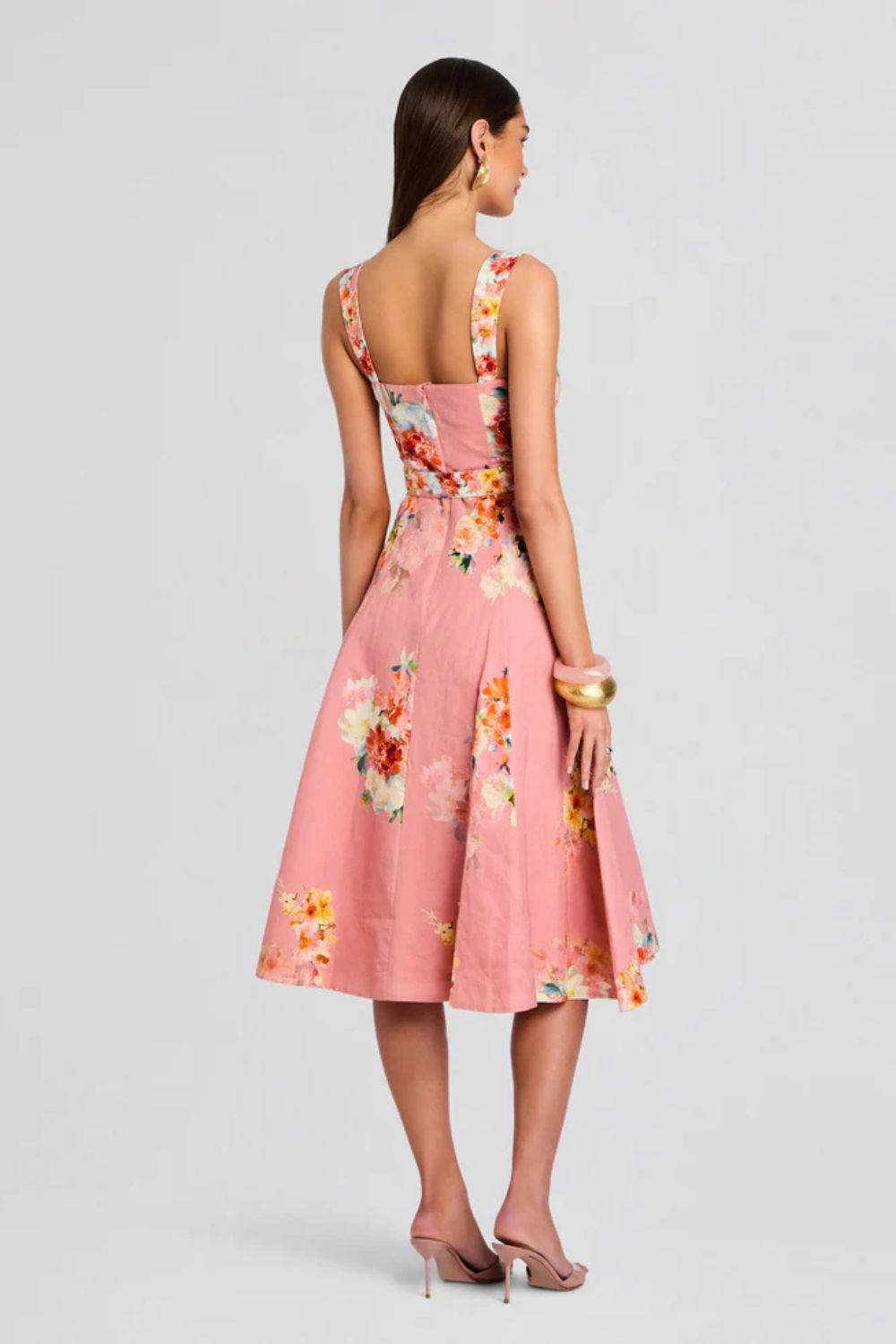 Saba Midi Dress in Peach Floral