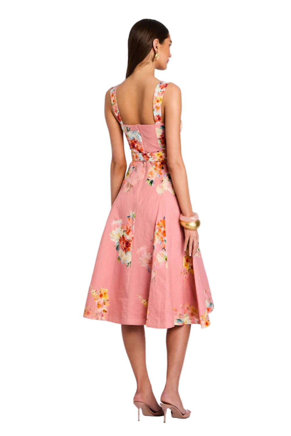 Saba Midi Dress in Peach Floral