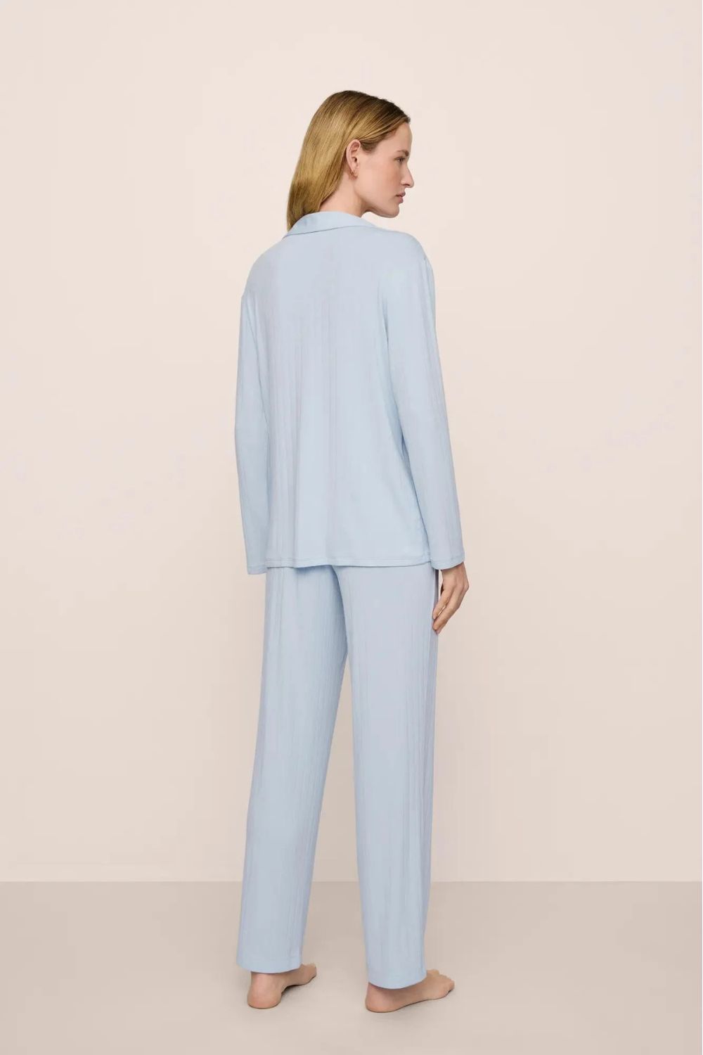 Gisele Ribbed Long PJ Set in Nantucket Breeze