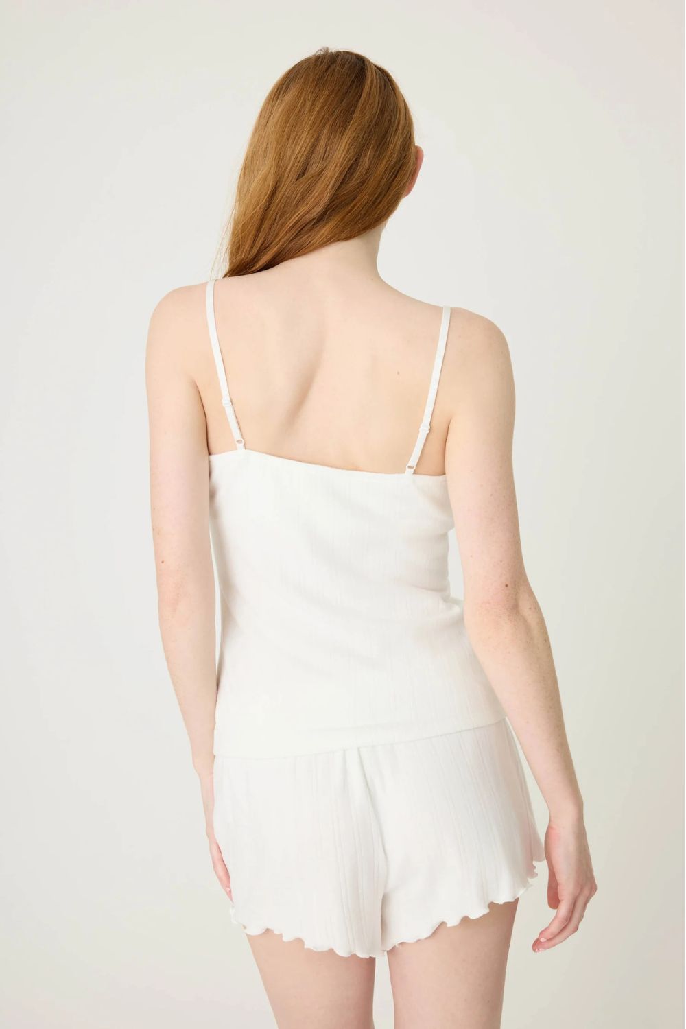 Pointelle Tank Top and Shorts in Ivory