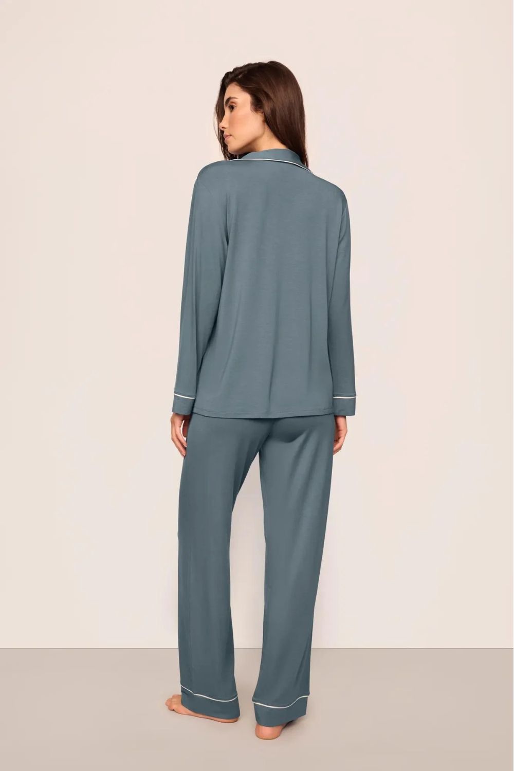 Gisele Long PJ Set in Stone Blue/Ivory