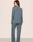 Gisele Long PJ Set in Stone Blue/Ivory