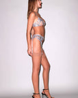 Foil Lily Embroidery Bra in Platinum