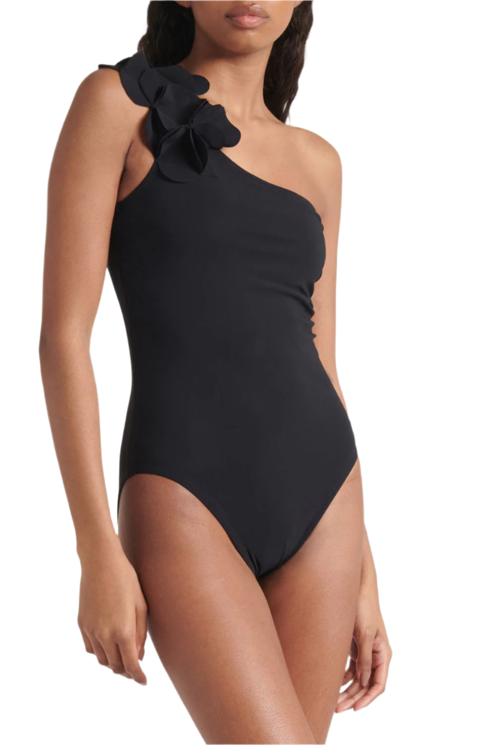 Tess One Shoulder One Piece in Black