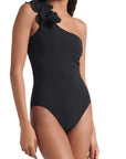 Tess One Shoulder One Piece in Black