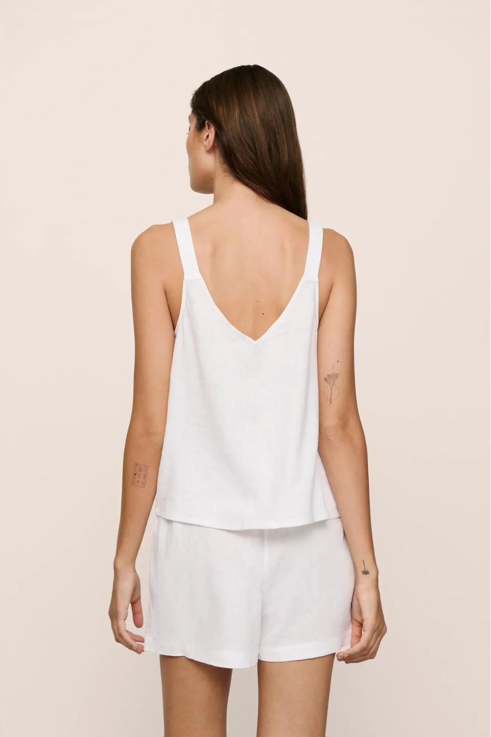 Linen Blend Cami & Short Set in Off-White