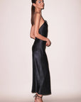 Open Back Midi Dress w/Lace in Black