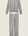 Textued Long Pajama Set in Heather Charcoal
