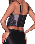 Poplin and Lace Plunge Bustier