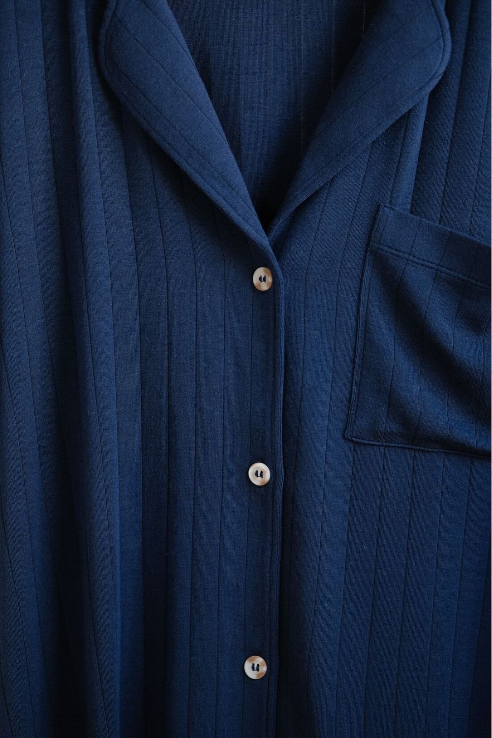 Gisele Ribbed Long PJ Set in Navy