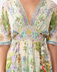 Waisted Dress with Hem Ruffle in Just Coasting