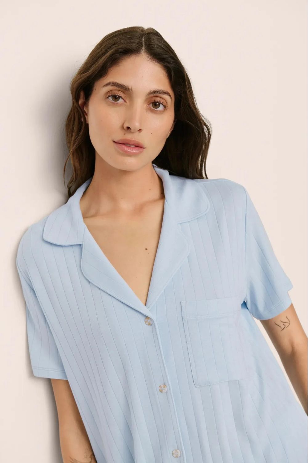 Gisele Ribbed Relaxed Short PJ Set in Nantucket Breeze