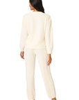 Textured Long Pajama Set in Natural