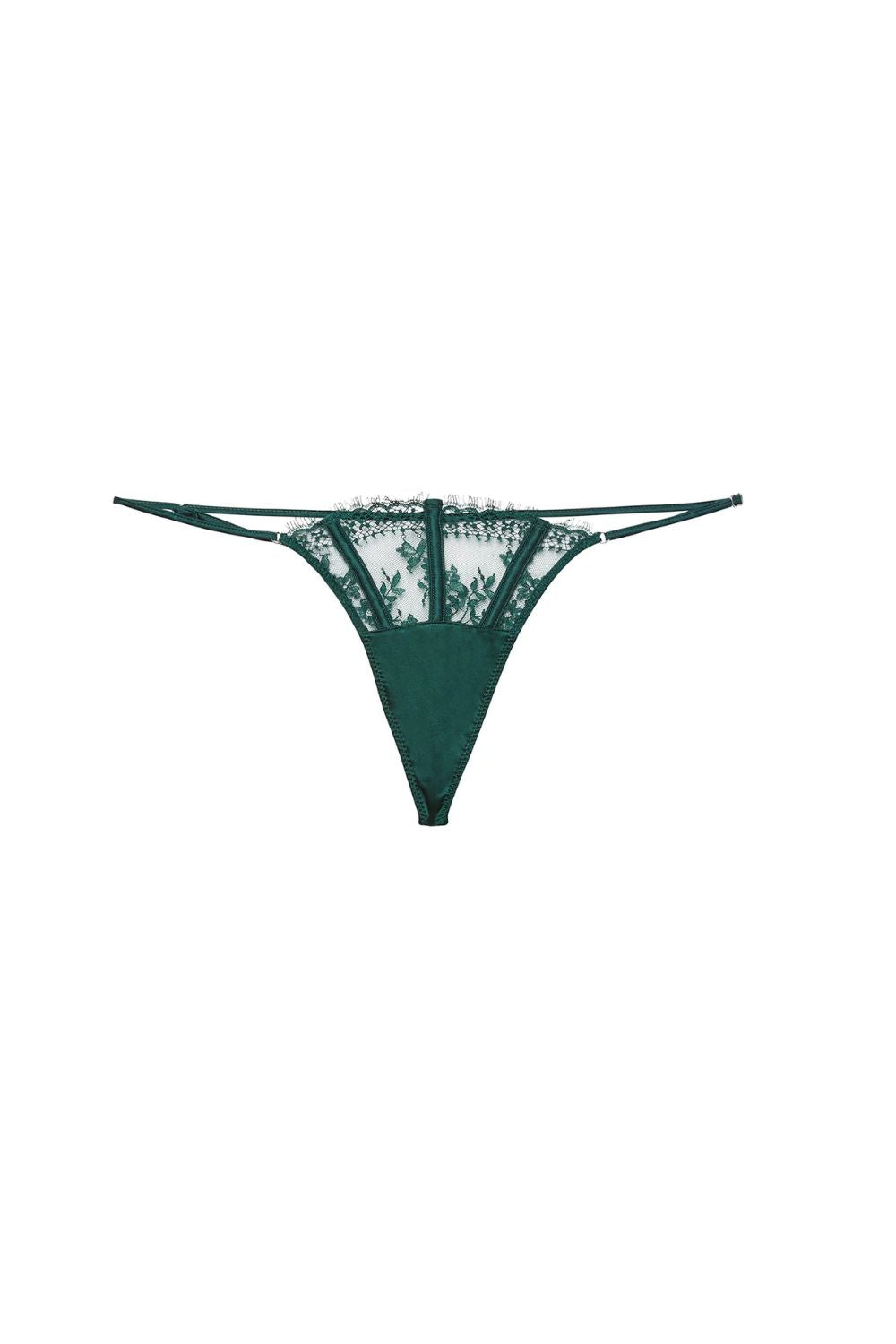 Rose Logo Embroidery Thong in Evergreen