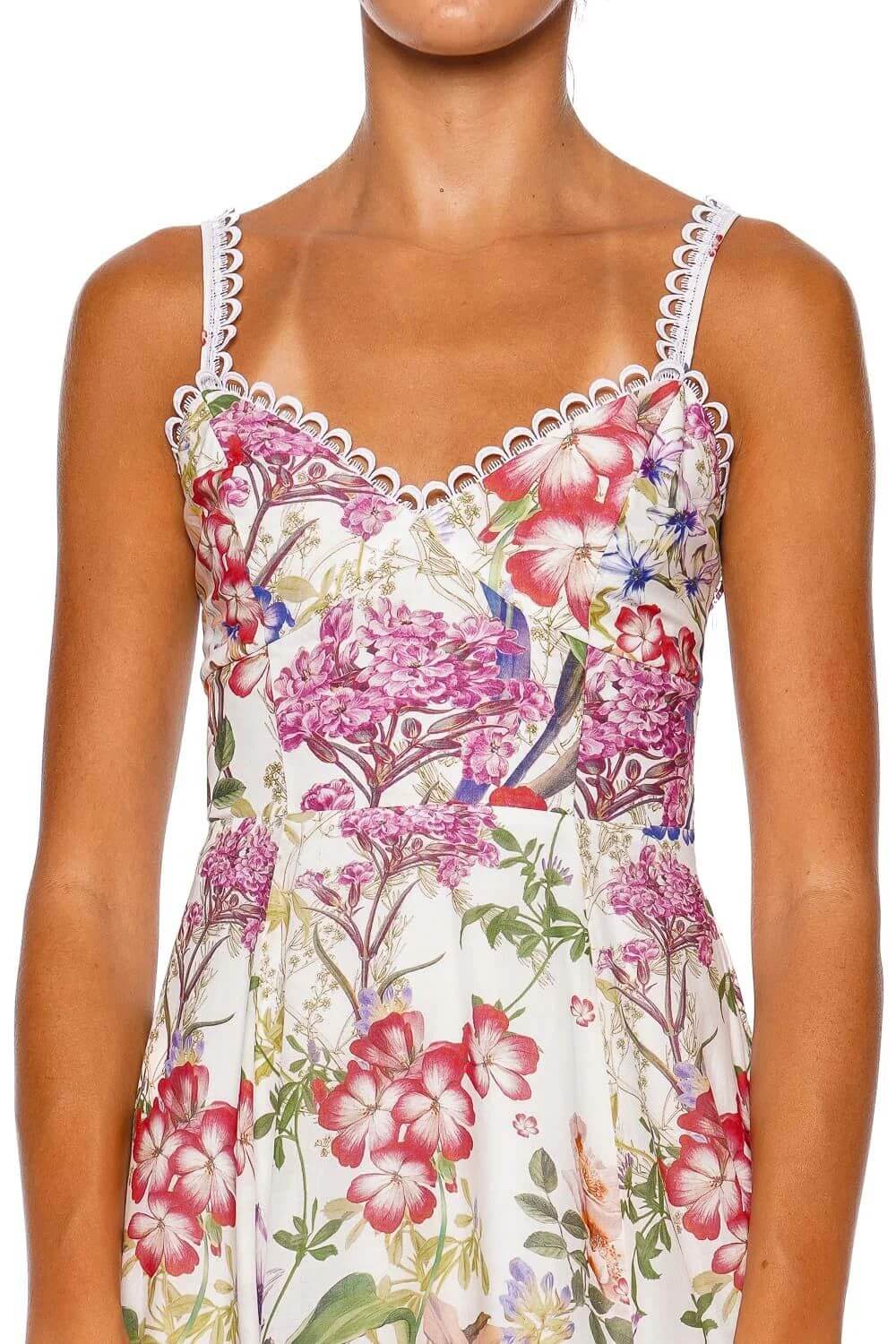 Iraso Long Dress in White Botanic