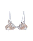 Foil Lily Embroidery Bra in Platinum